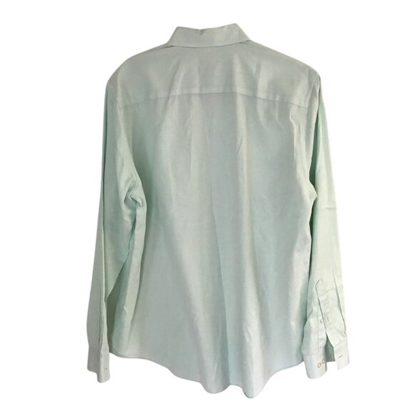 Van Heusen Slim Fit Fresh Defense Wrinkle-Free Dress Shirt 17 34/35 Light Green - Picture 2 of 5